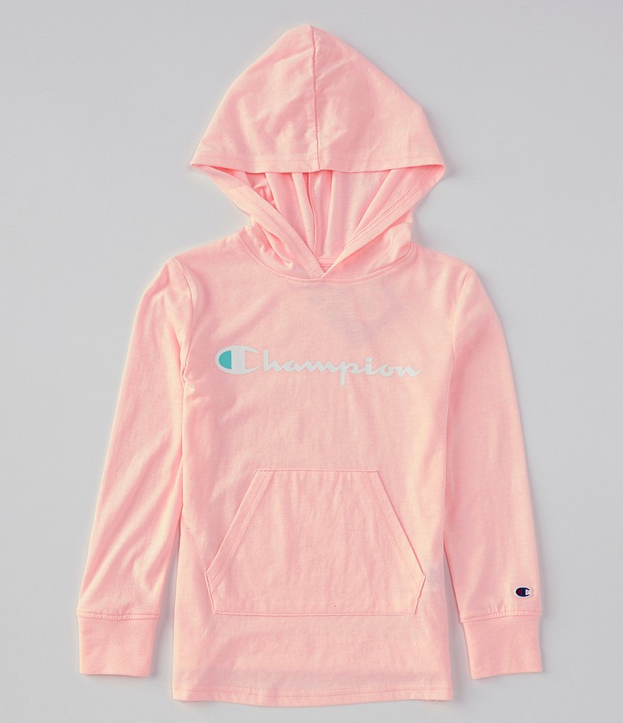 Champion Big Girls 7-16 Long-Sleeve Script Logo Hooded Tee