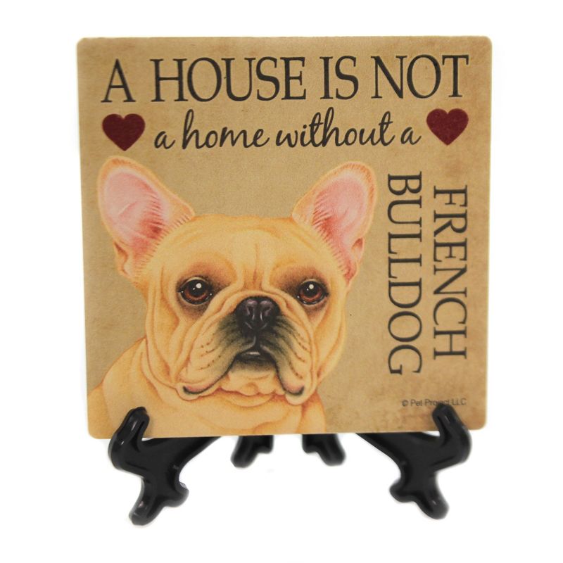 Animal 4.0" French Bulldog - House Stone Coaster Easel Sjt Enterprises  -  Coasters