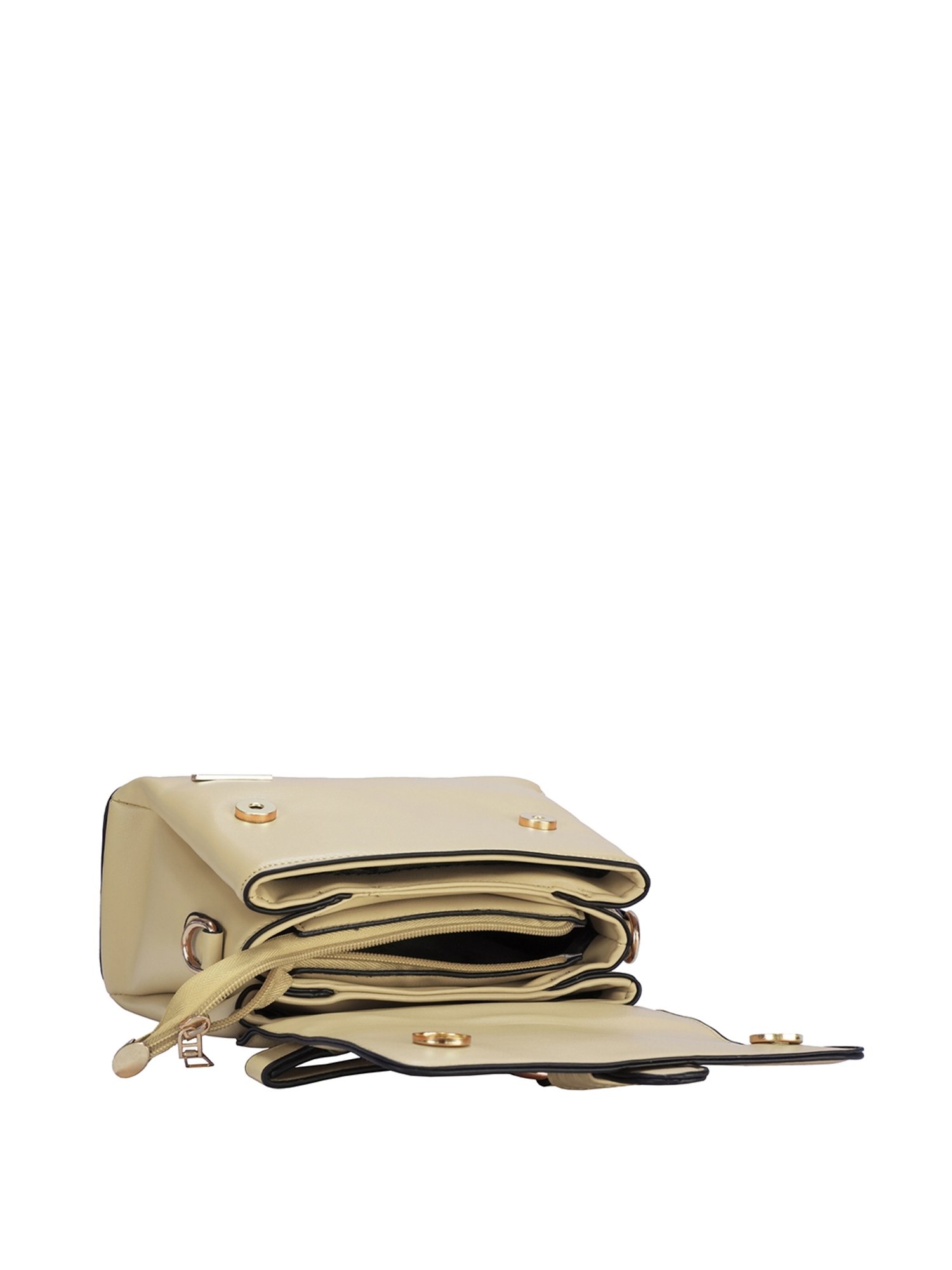 Luvoksi Beige Solid Medium Satchel Handbag