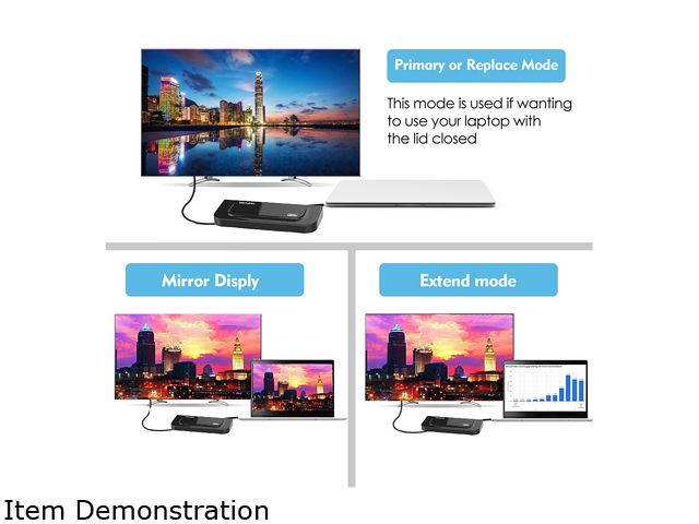 Wavlink USB 3.0 Display Universal Docking Station Dual Video HDMI/DVI/VGA , USB 3.0 & USB 2.0, Gigabit Ethernet Ports, Earphone & Mic in/out, Plug and Play For Windows Mac & Android 5.x Above - Black
