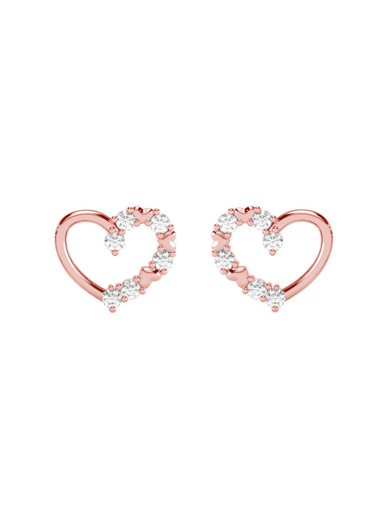 Clara 925 Silver Rose Gold Plated Swiss Zirconia Valentine Heart Stud Earrings Gift for Women