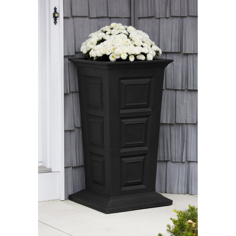 Good Ideas Savannah Outdoor Weatherproof Self Watering Tall Colonial Planter Stand, Black