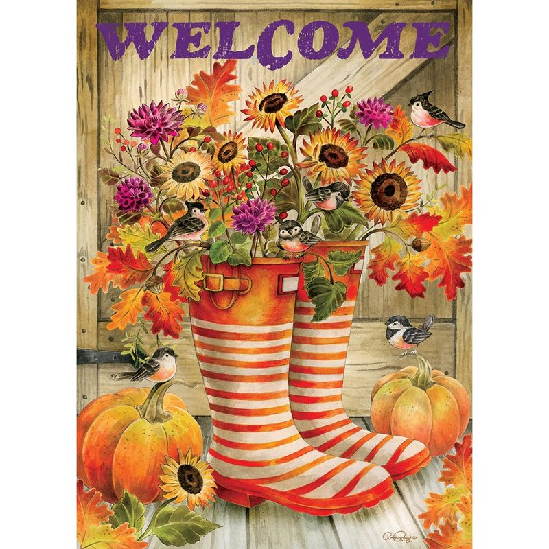Home & Garden 18.0" Welcome Boots Flag Double Sided Custom Decor  -  Flags