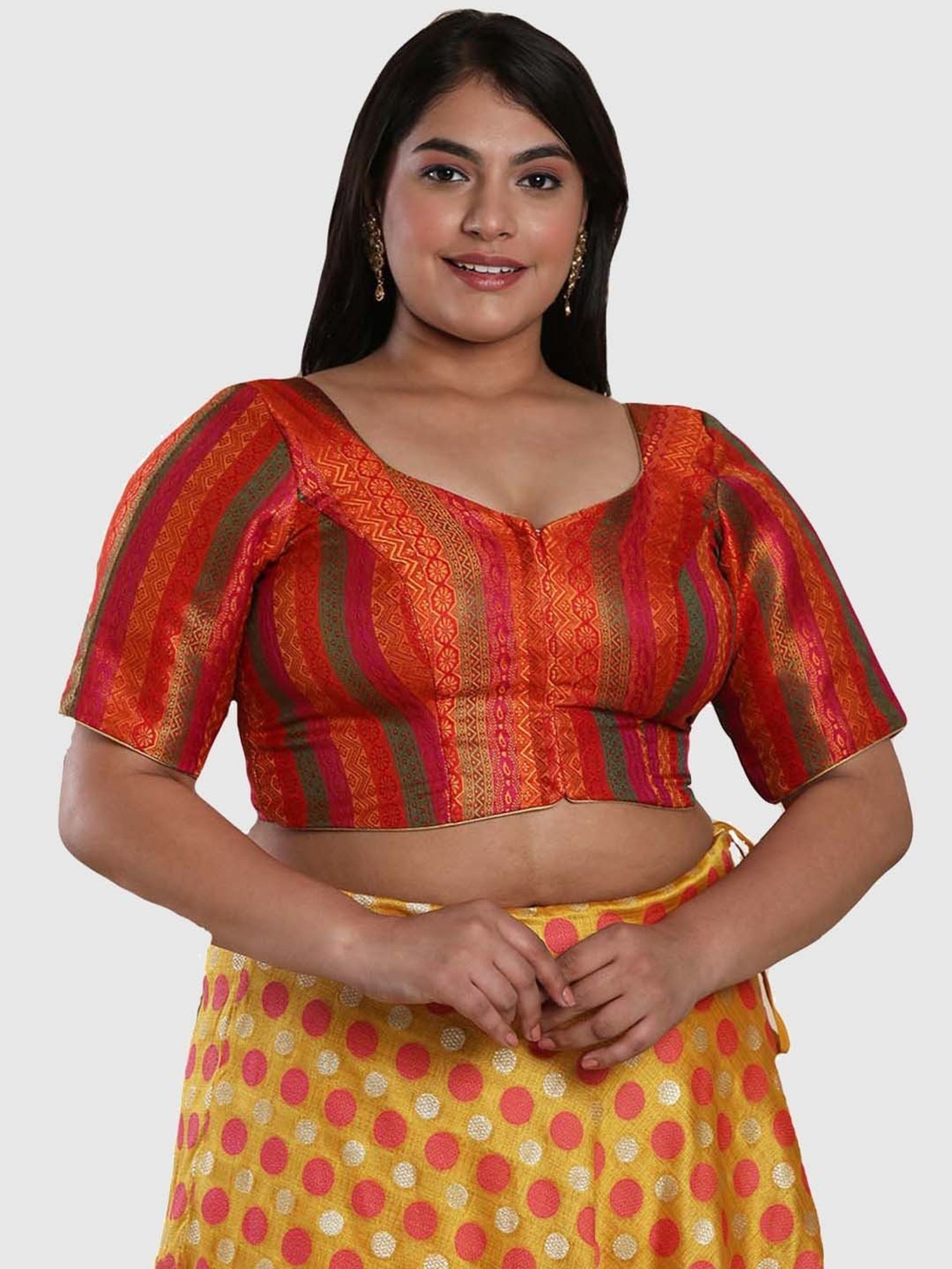 Salwar Studio Red Woven Pattern Blouse
