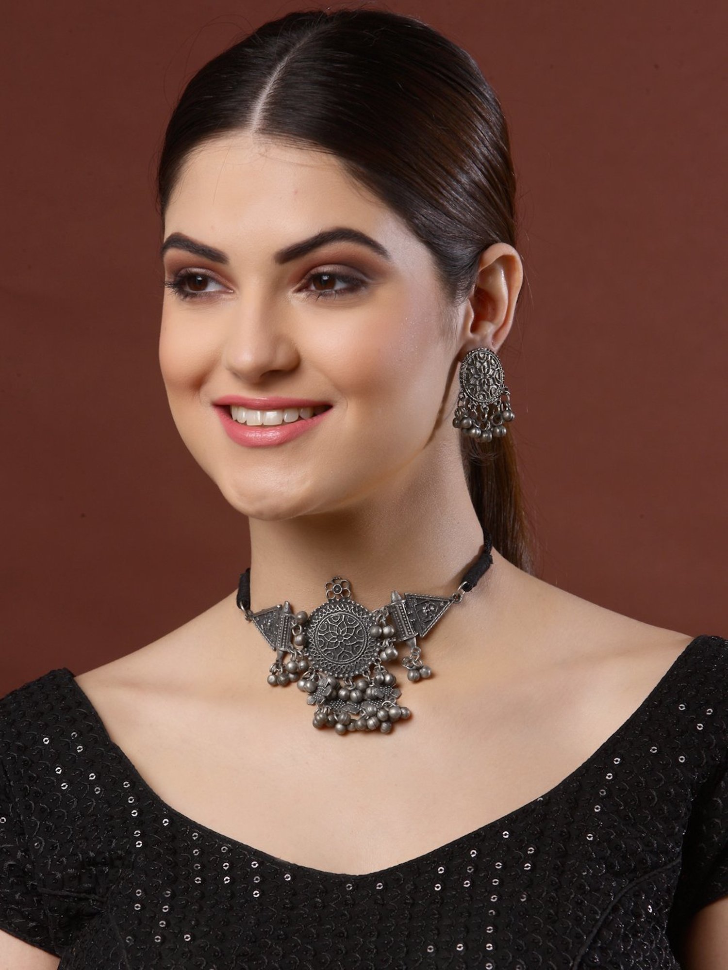 Bold By Priyaasi Men's Stylish Silver-Plated Dumbbell Pendant on a Trendy Chain