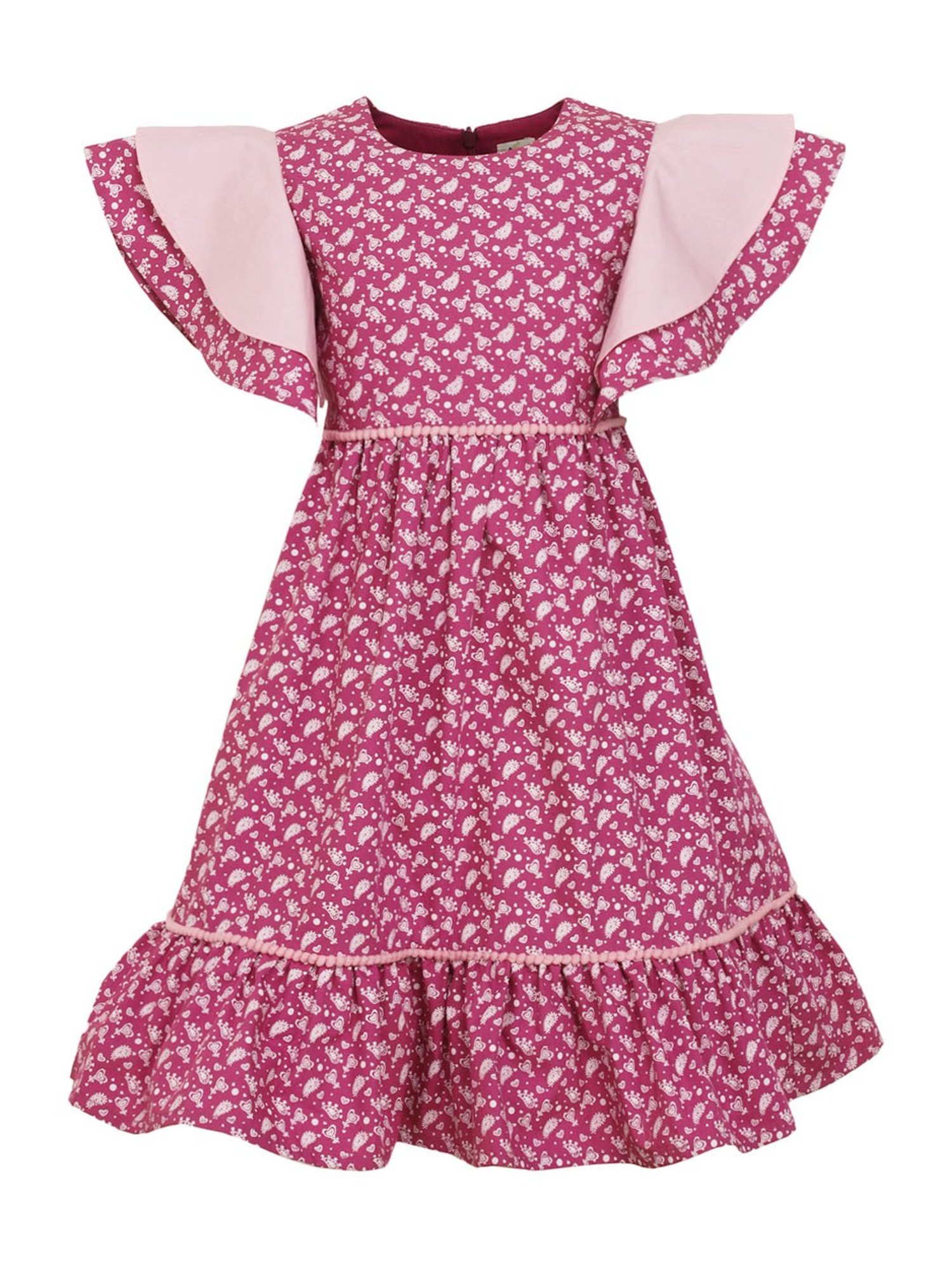 A Little Fable Kids Purple Cotton Printed Dress