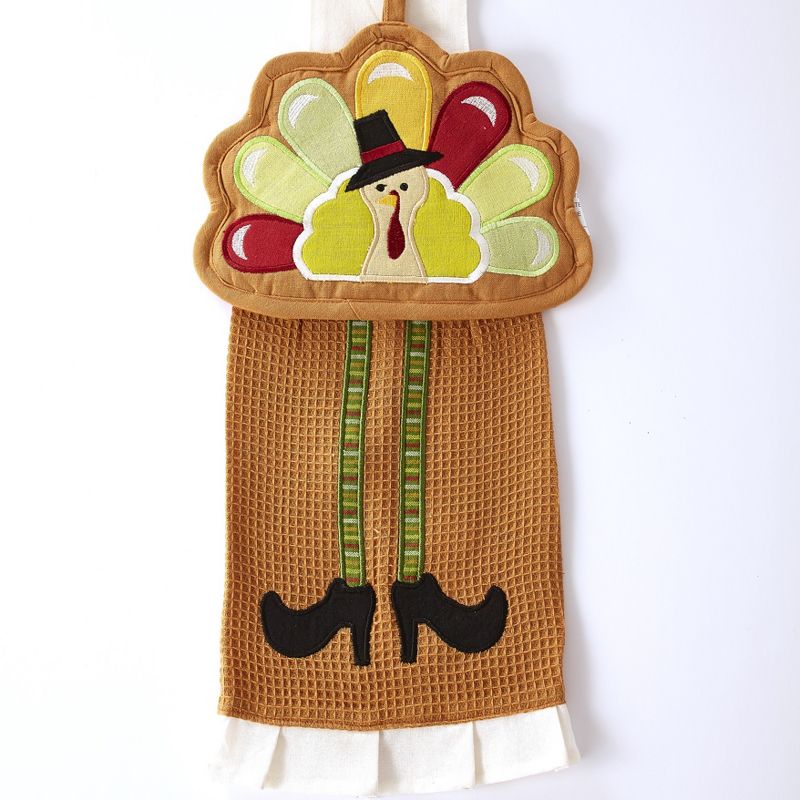 Lakeside Oven Mitt and Kitchen Towel Turkey Motif Hot Dish Handling Set - 2 Pieces