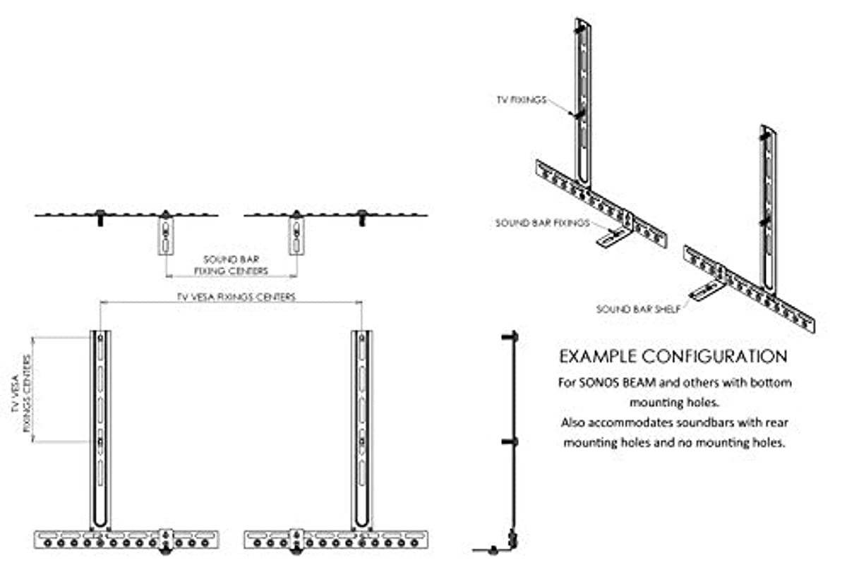 AVF EAK90-E Universal Soundbar Mount for Mounting Soundbar Above or Below TV, Black