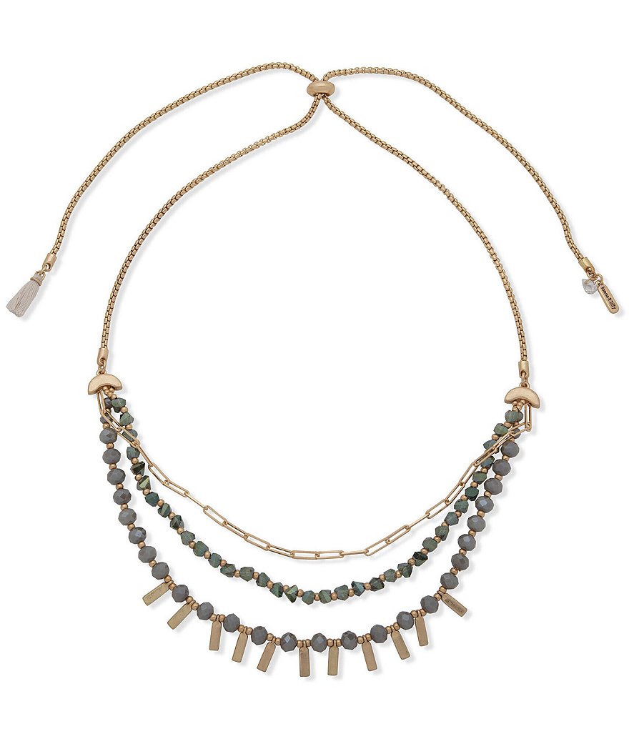 Lonna & Lilly Beaded Three Row Frontal Necklace
