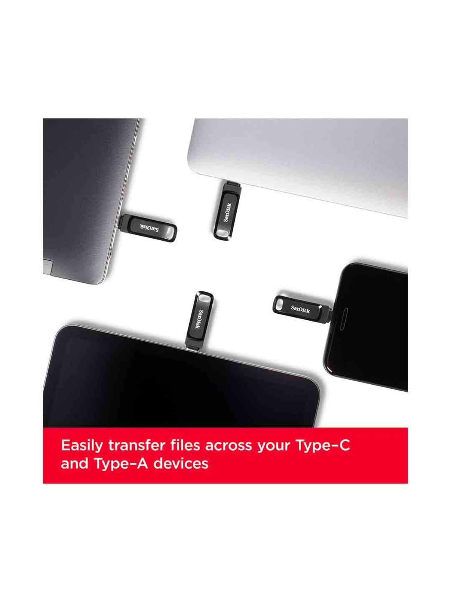 SanDisk Ultra Dual Drive Go SDDDC3-128G-I35 128GB USB 3.1 Type C Pen Drive Pack of 5 (Black)