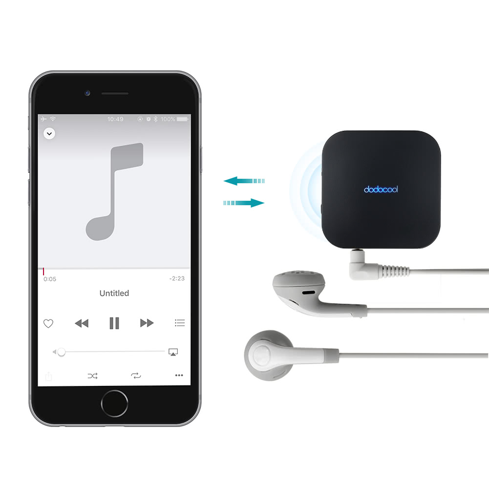 Portable Mini 2-in-1 Rechargeable Wireless Transmitter Receiver - Black