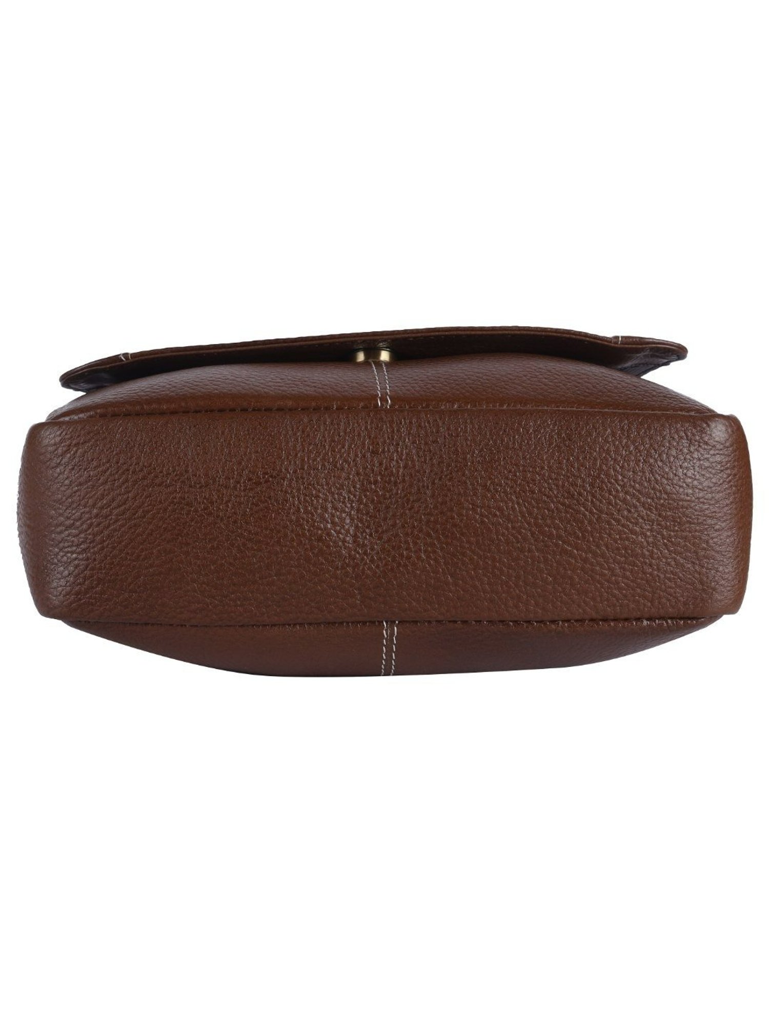 HiLEDER Brown Textured Medium Leather 9 inch Cross Body Bag