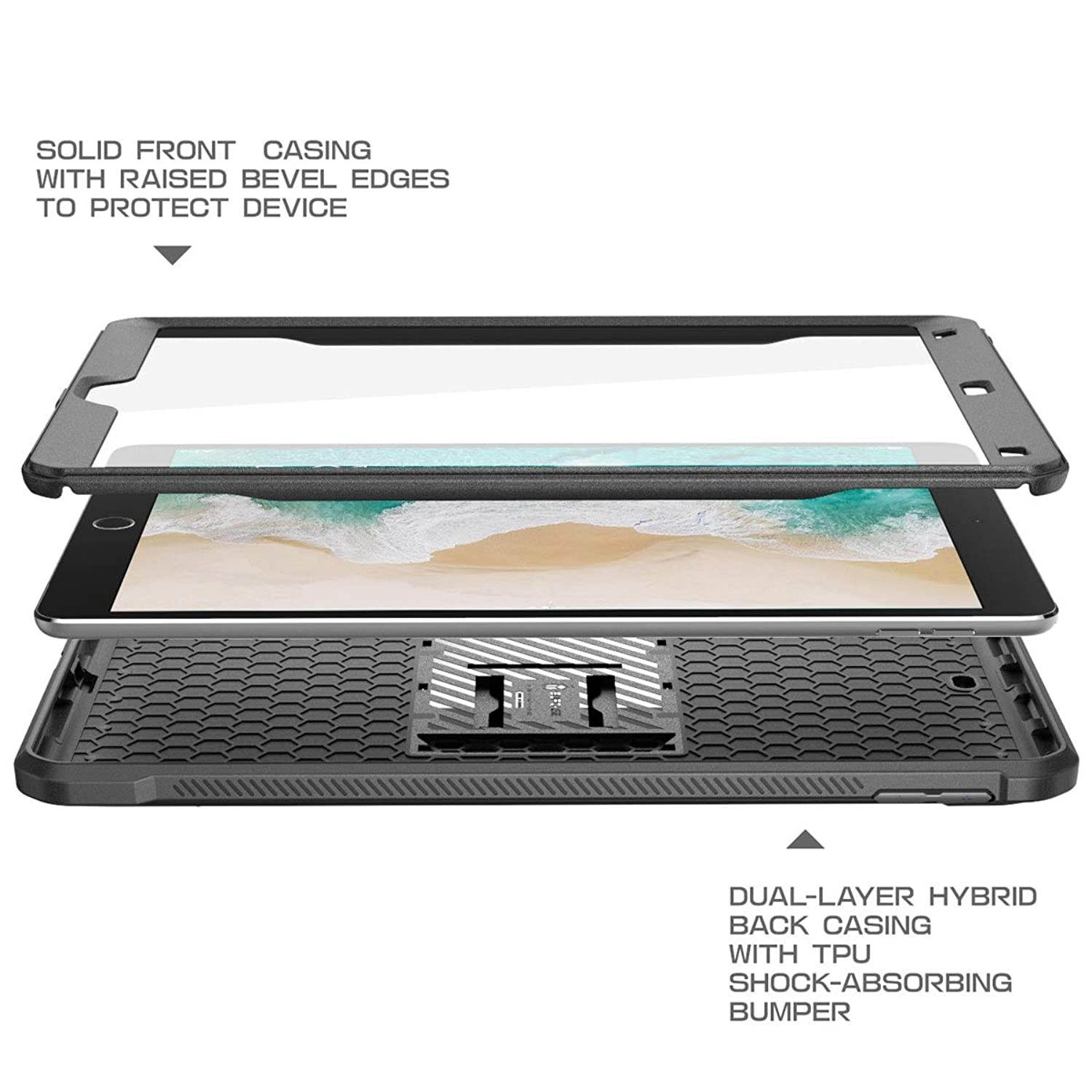 SUPCASE  Unicorn Beetle PRO  Case for iPad Air 3 (2019) and iPad Pro 10.5 (2017), Heavy Duty with Built-in Screen Protector Full-body Rugged Protective Case (Black)