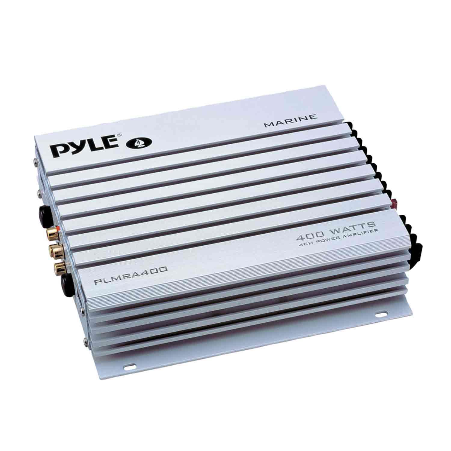 PYLE PLRMR27BTB Marine Bluetooth Receiver Stereo(Black) w/Pyle 3.5" 200W 3-Way Weather Proof Mini Box Speakers(3-Pairs), Pyle 4-Chan 400W WP Marine Amp, Enrock Marine Antenna & Enrock Marine 50' 16G S