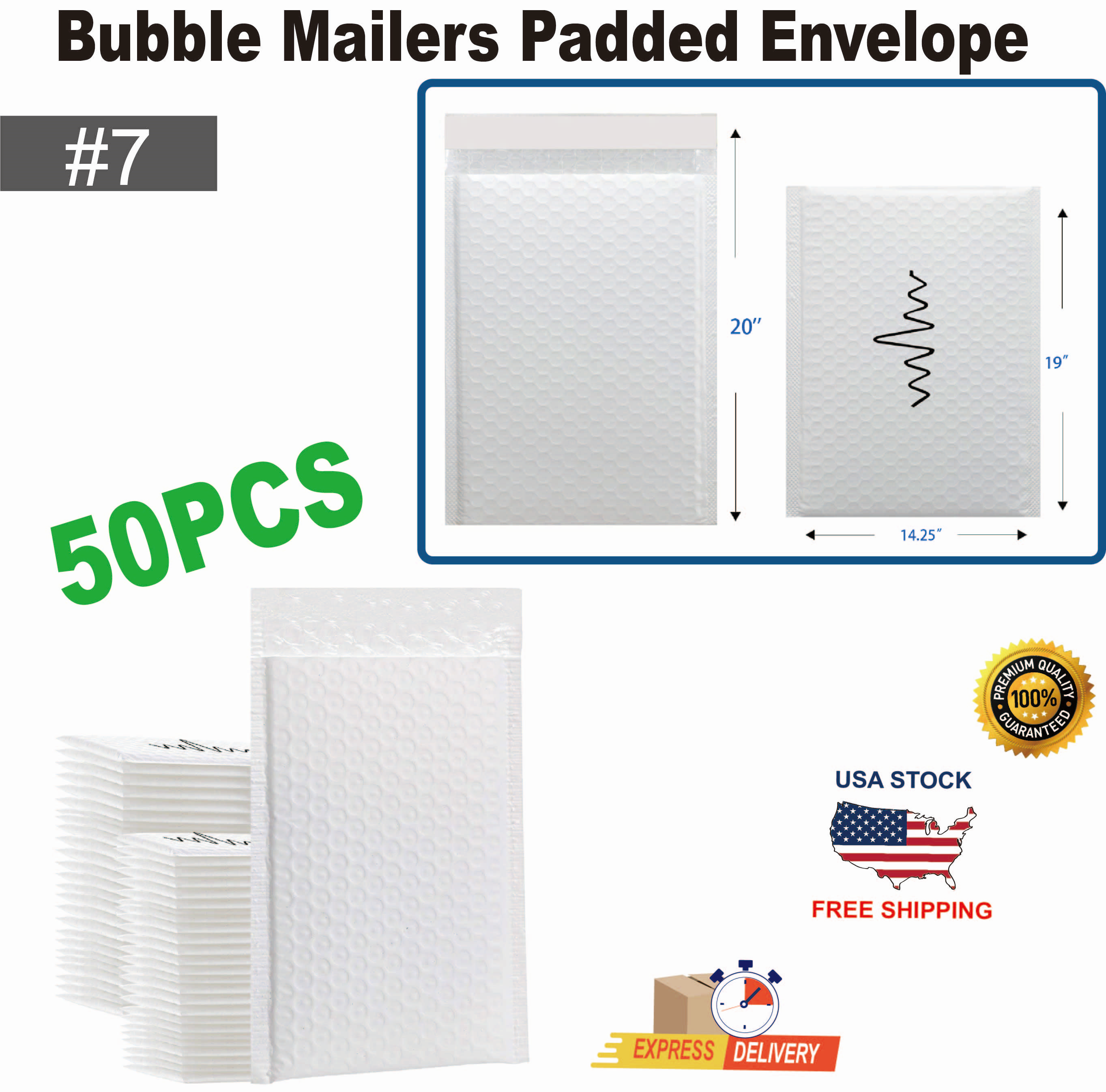 RHINO #7 14.25*20"  Bubble Mailers Padded Envelope 50pcs
