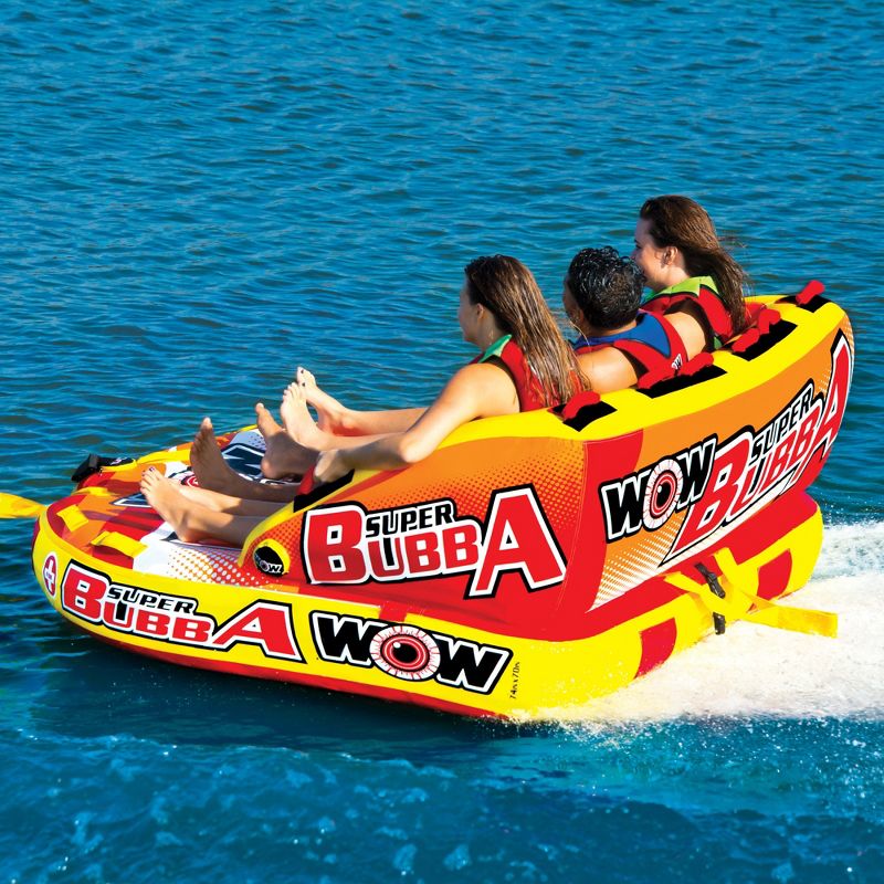 Wow Super Bubba Inflatable 3 Person Deck Seating Towable Water Floating Tube