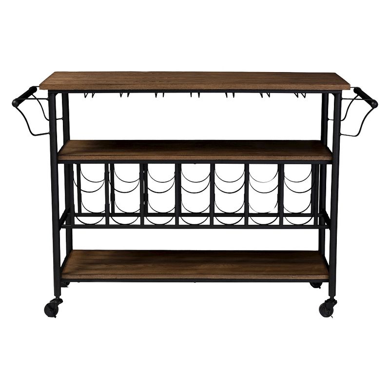 Flash Furniture Castleberry Rustic Wood Grain and Iron Kitchen Serving and Bar Cart