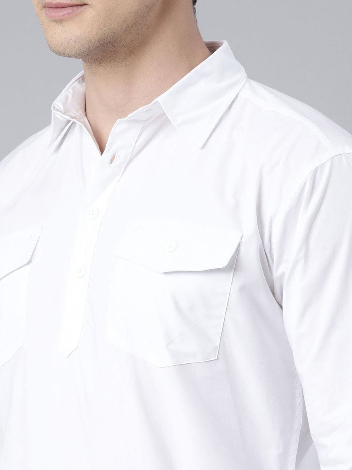 Manthan Red Full Sleeves Solid Kurta