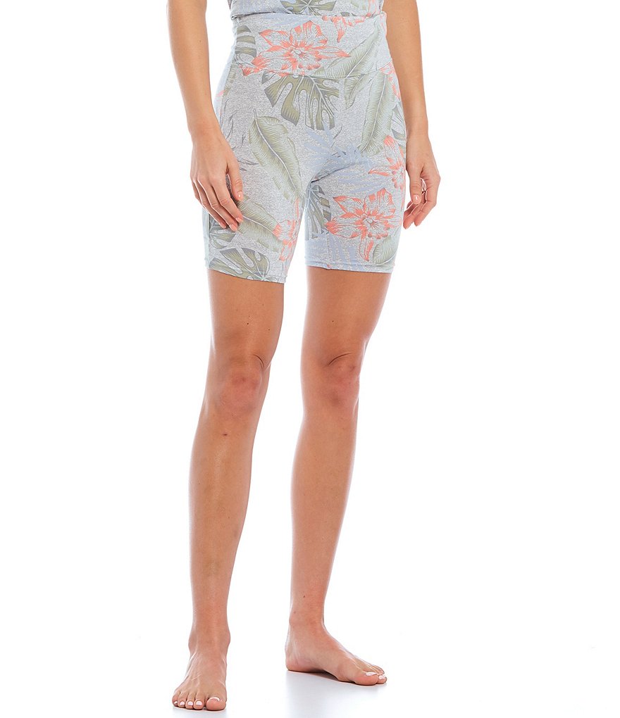 Jasmine & Ginger Tropical Print Knit Coordinating Sleep Bike Shorts