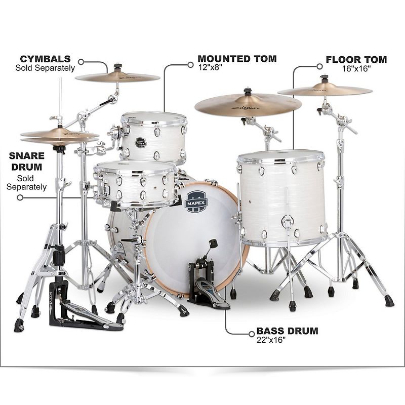 Mapex Saturn V Tour 3-Piece Shell Pack with 22 in. Bass Drum White Marine