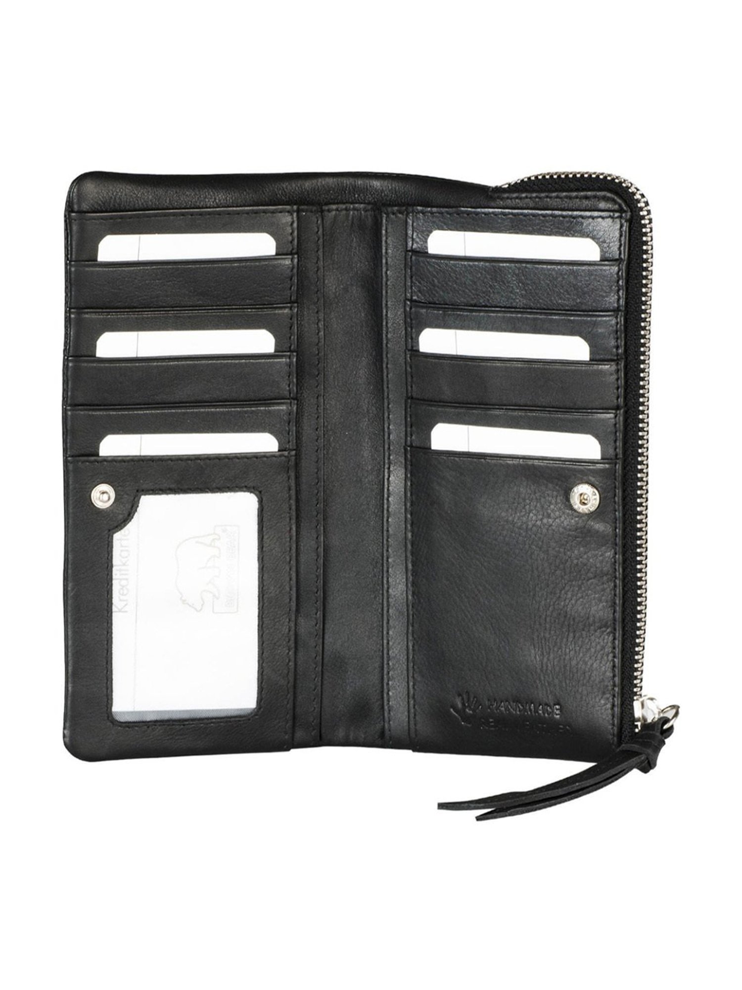 BROWN BEAR Black Leather RFID Blocking Wallet for Women