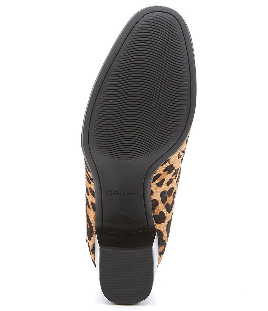 Aetrex Delaney Leopard Print Calfhair Block Heel Ankle Shooties