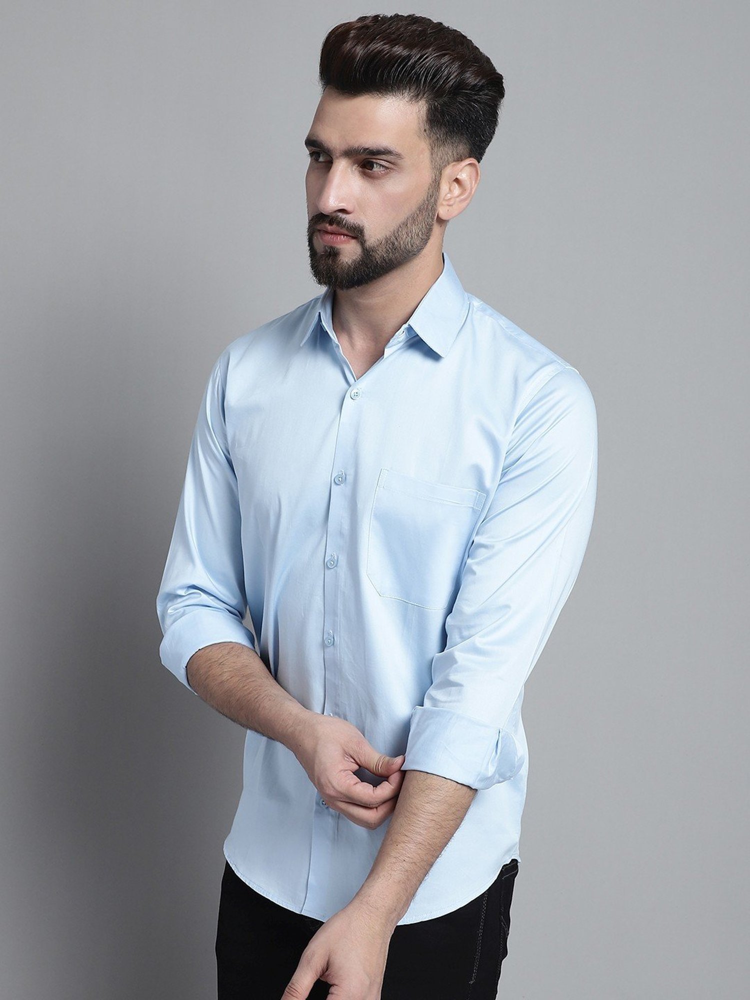 Jainish Sky Satin Regular Fit Shirt