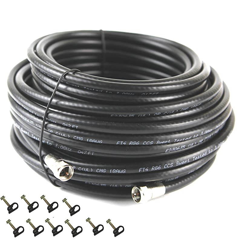 TM) 50 FT RG-6 Satellite TV Coaxial Cable RG6 3.5 Ghz 50FT New with CONNECTORS UL CMG &hellip;