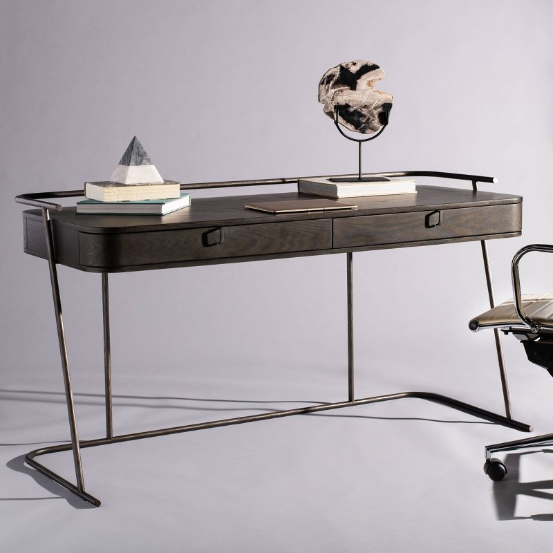 Ferrell Modern Wood Desk Dark Walnut - Safavieh