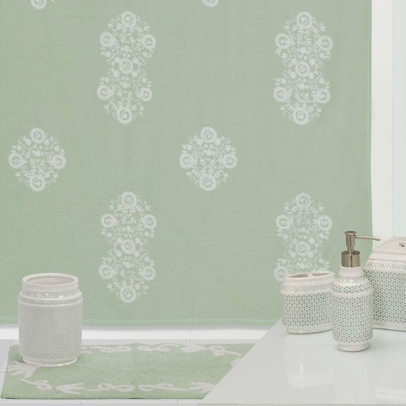 Boho Floral Bath Rug Green - Creative Bath