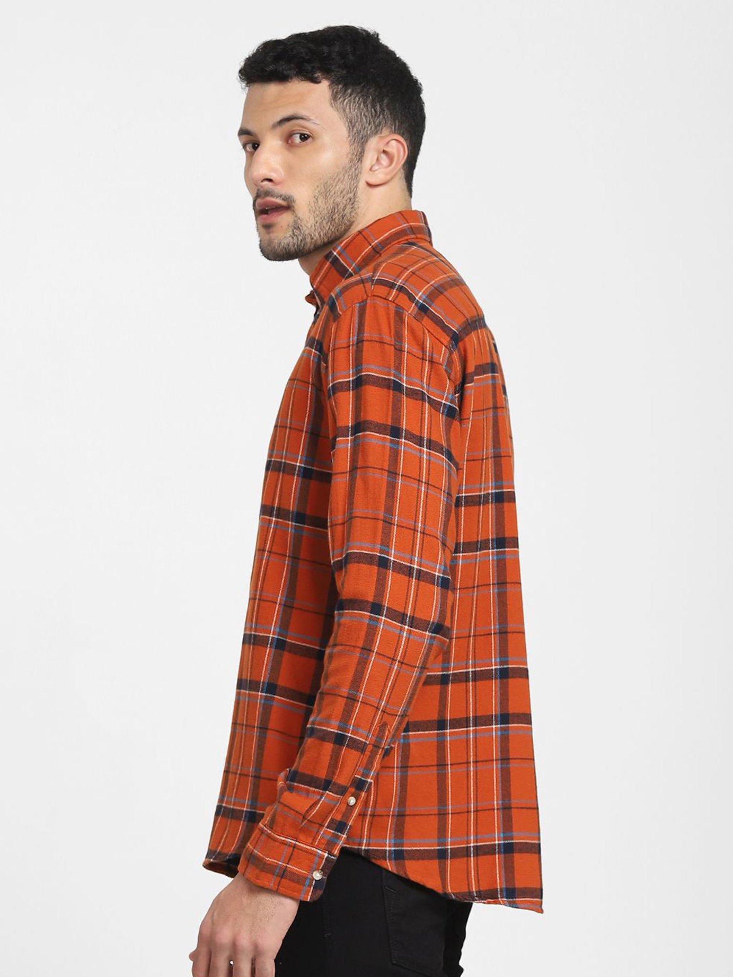 SELECTED HOMME Bombay Brown Cotton Regular Fit Checks Shirt