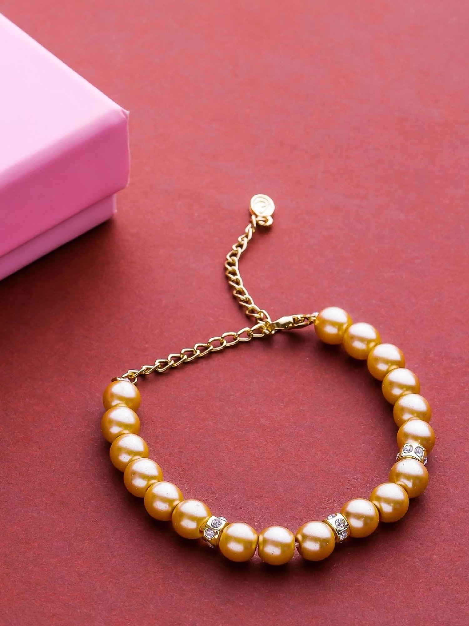 Estele Gold-Plated Single Line Pearl Bracelet for Women