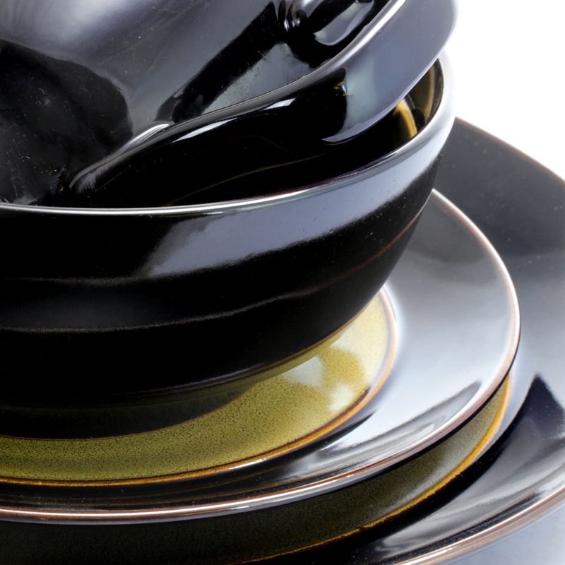 Gibson Elite Bella Galleria 16 Piece Stoneware Dinnerware Set in Taupe and Black