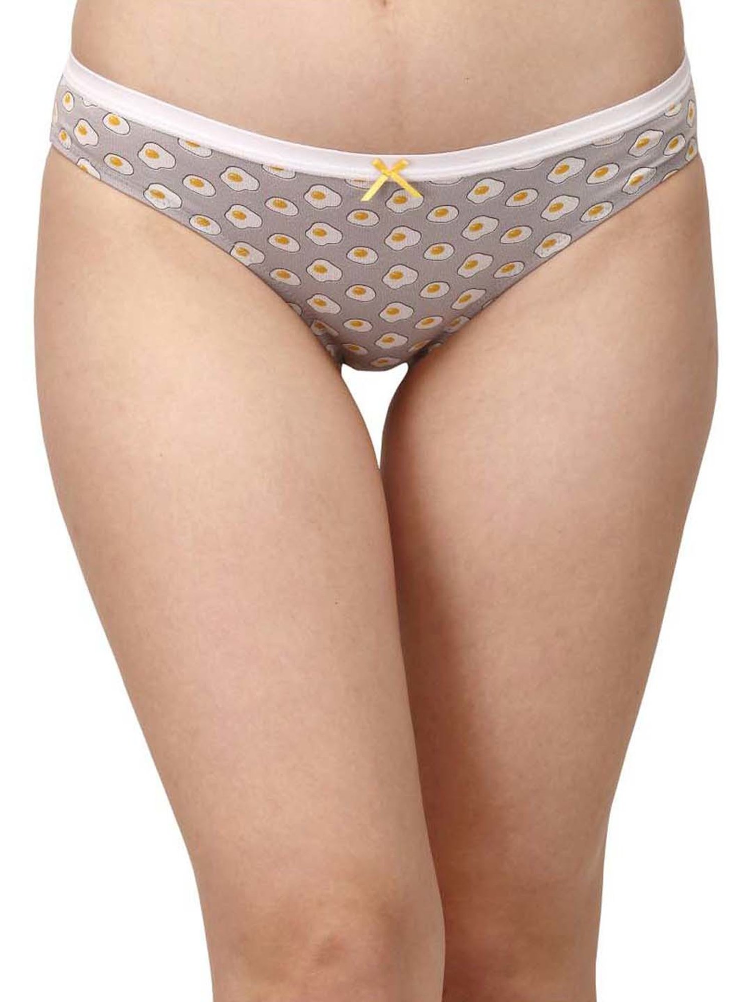 Soie White & Navy Cotton Printed Bikini Panties - Pack Of 6