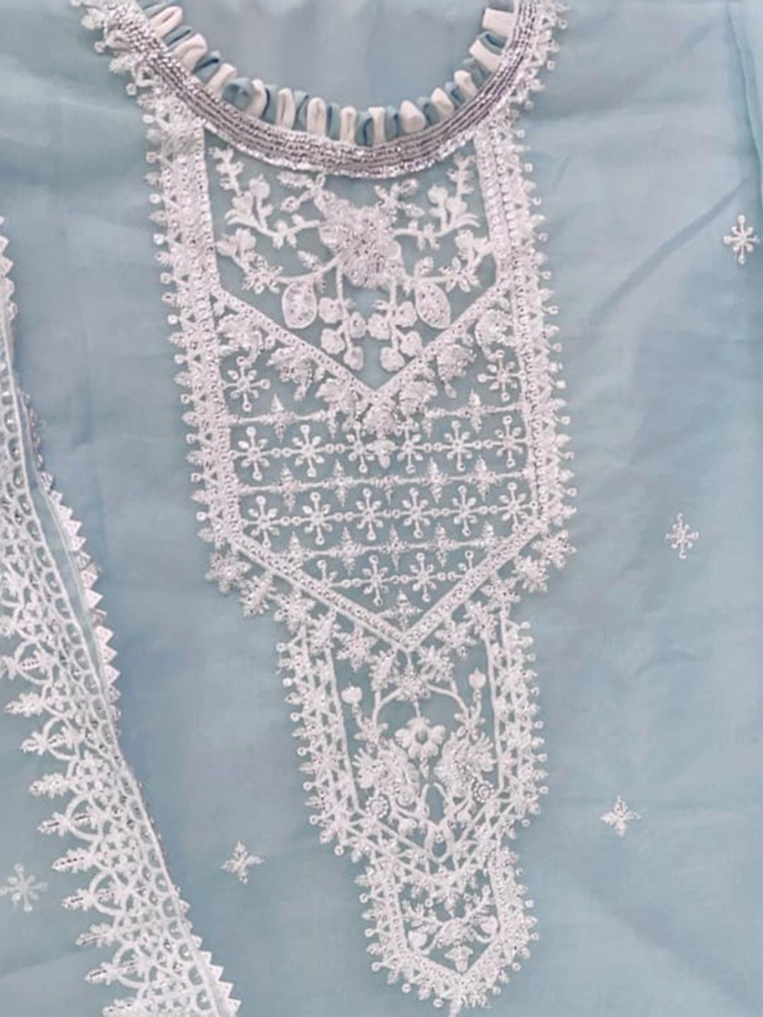 Odette Blue Embroidered Unstitched Dress Material