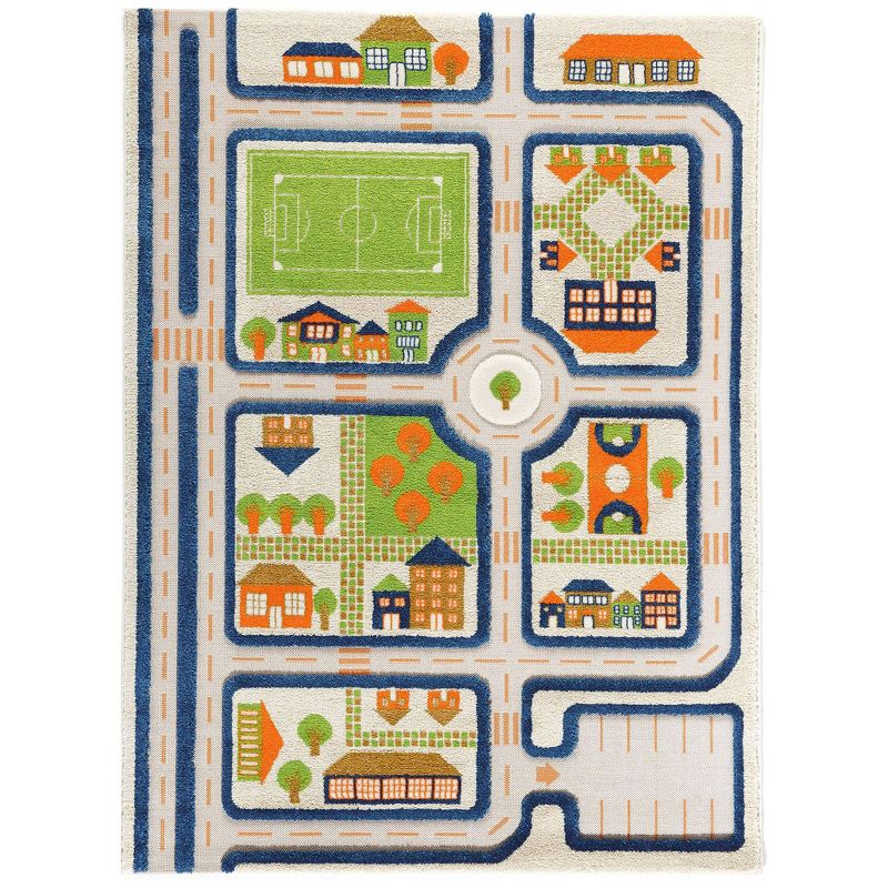 IVI 3D Play Carpets 121MD033MA13183 71 x 52.5 Inch Traffic Educational Toddler Mat Rug for Bedroom, Kids Den, or Playroom, Large