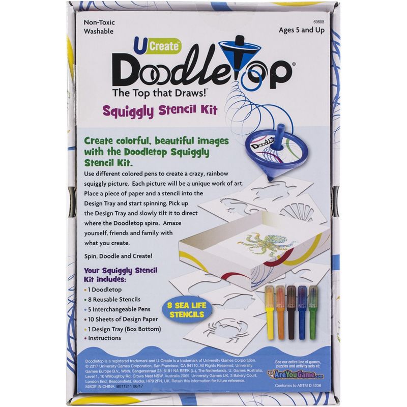 UCreate Doodletop Squiggly Stencil Kit-Sea Life