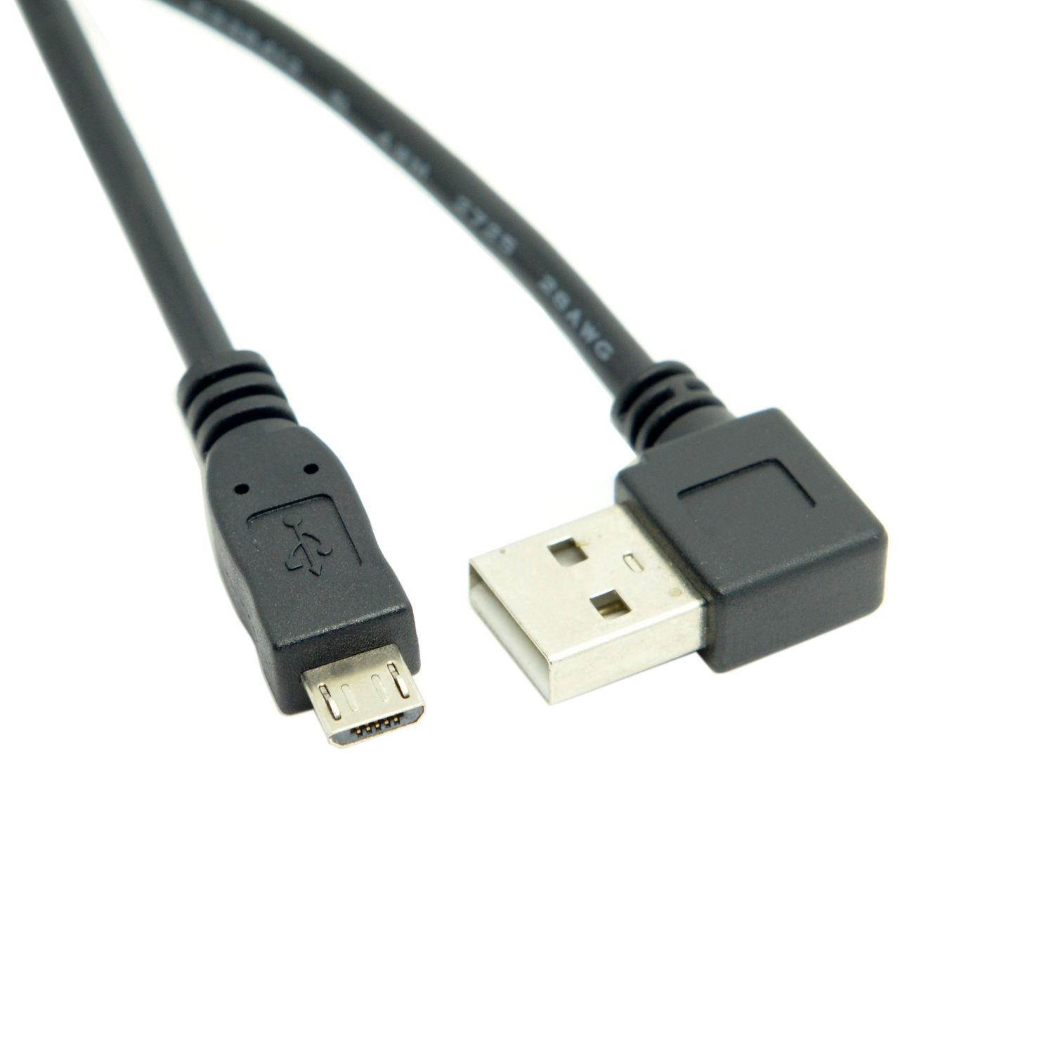 2pcs USB 2.0 A Male right Angled 90 D to USB Micro B 5Pin Male 0.5m phone cable