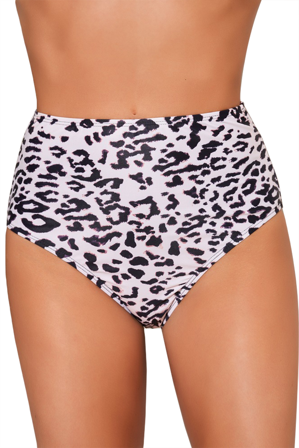 Leopard Print Casual High Waisted Bikini Bottom