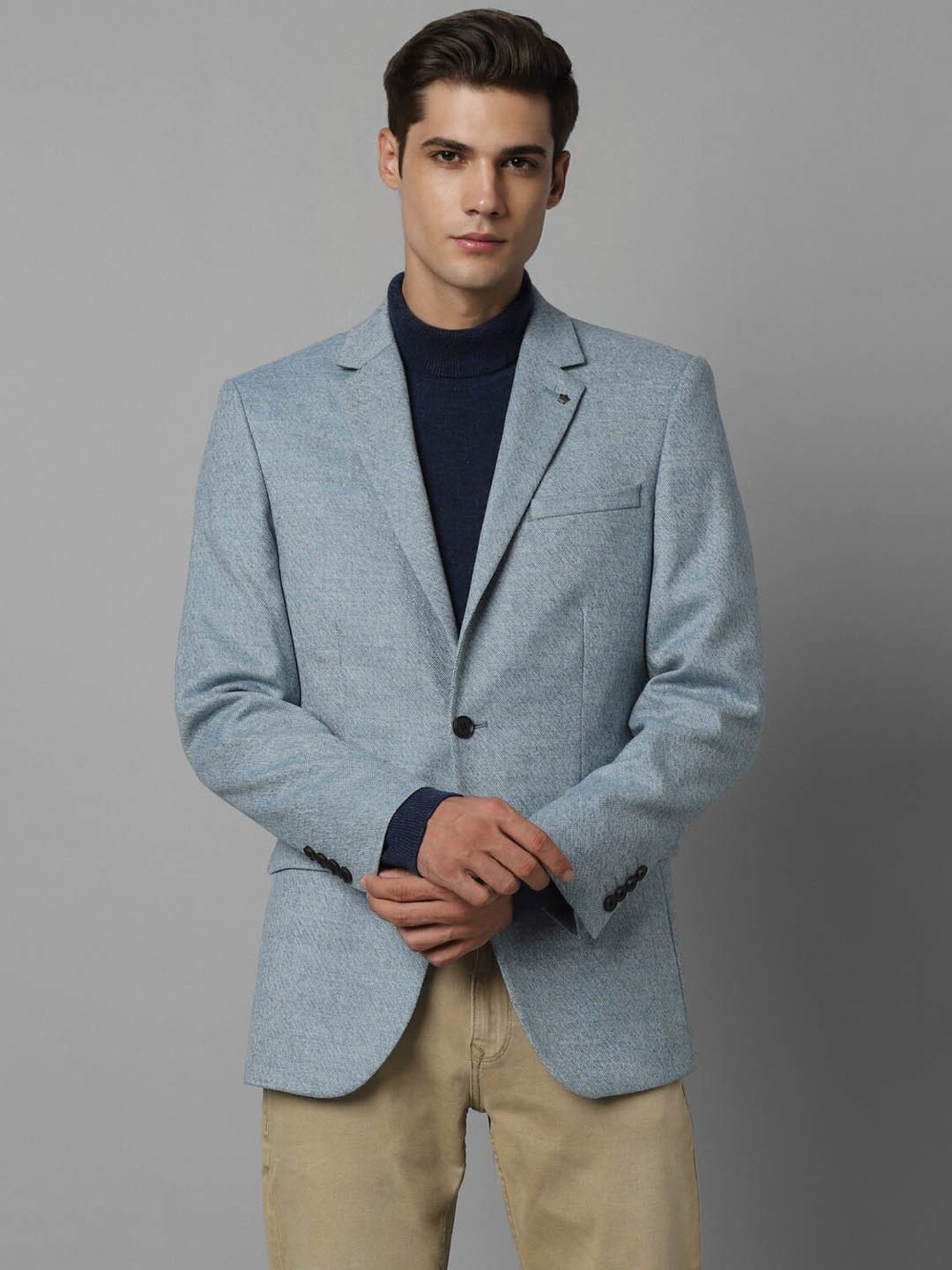 Louis Philippe Light Blue Regular Fit Blazer