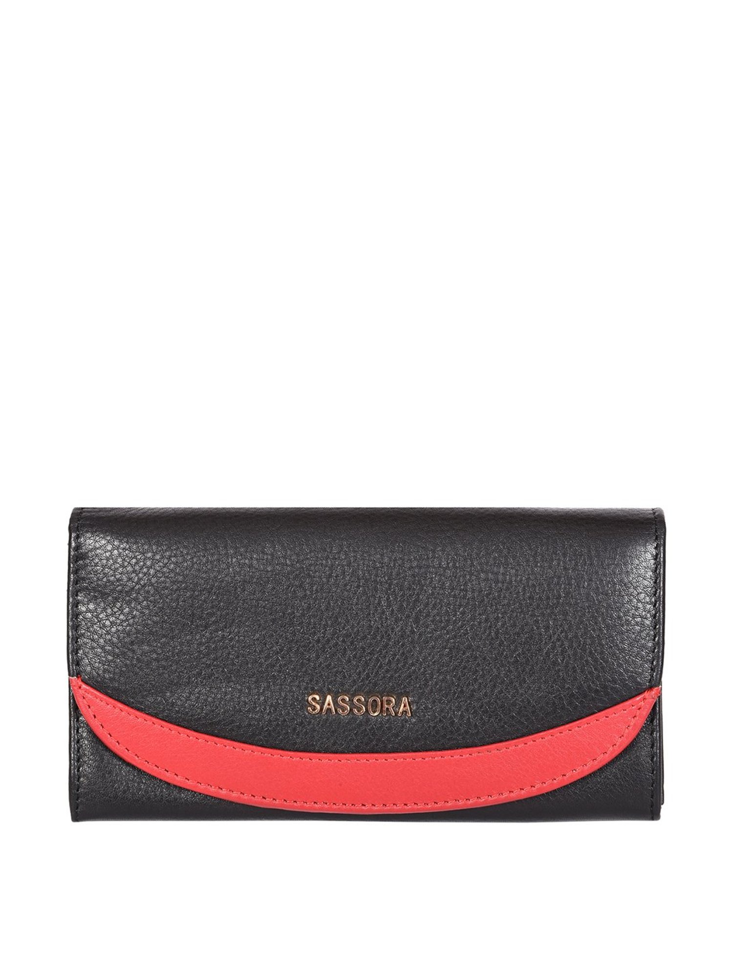 SASSORA Black & Red Solid Rfid Wallet for Women