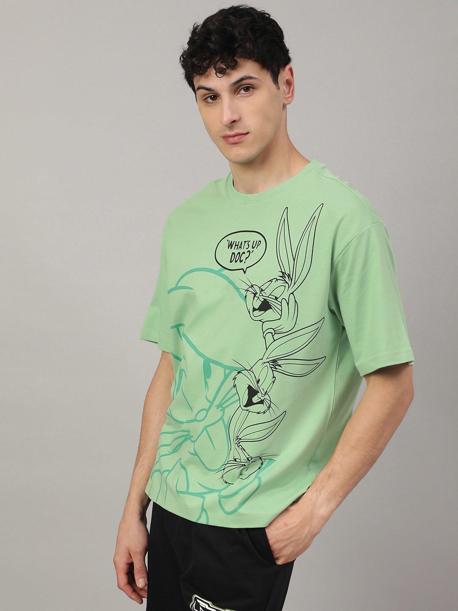 Free Authority Green Regular Fit Looney Tunes Print T-Shirt - Pack of 2