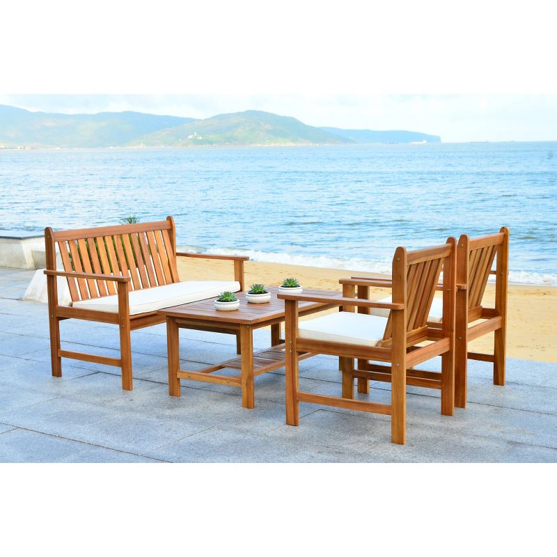 Cyprus 4-Piece Patio Conversation Furniture Set - Brown - Safavieh