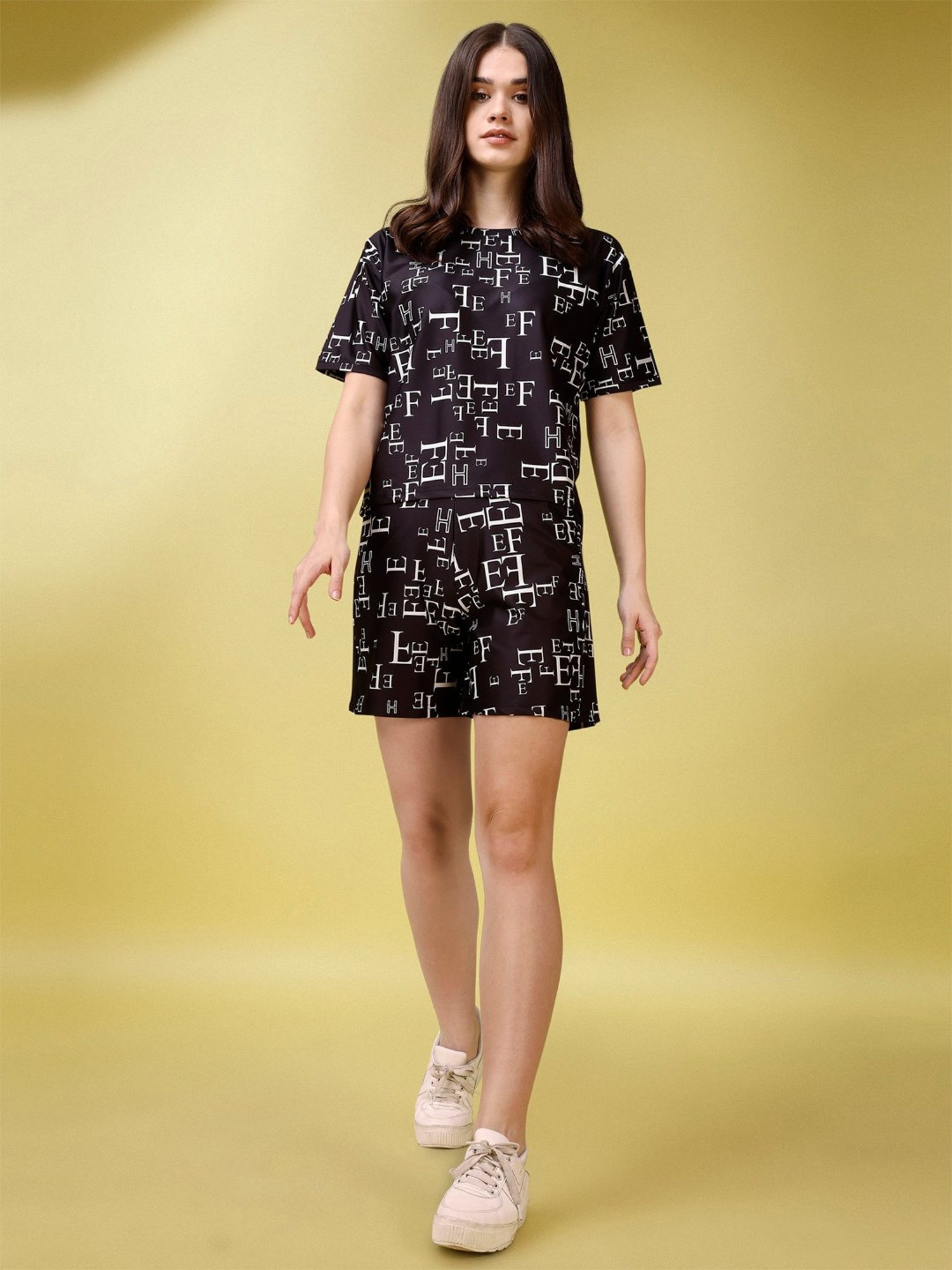 PURVAJA Black & White Graphic Print Co-Ord Set