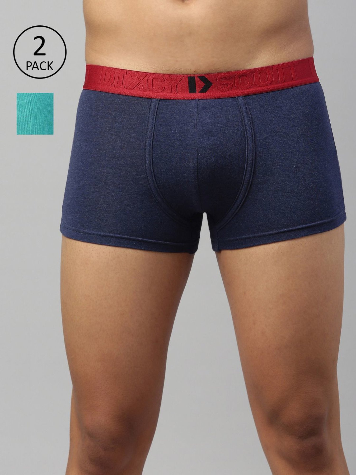 DIXCY SCOTT MAXIMUS Navy Melange & Emerald Regular Fit Trunks - Pack Of 2