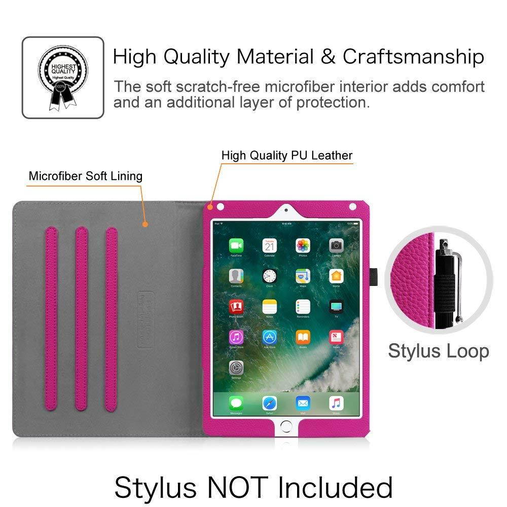 Fintie iPad 9.7 2018 2017 / iPad Air 2 / iPad Air Case - [Corner Protection] Multi-Angle Viewing Folio Cover w/Pocket, Auto Wake/Sleep for Apple iPad 6th / 5th Gen, iPad Air 1/2, Magenta