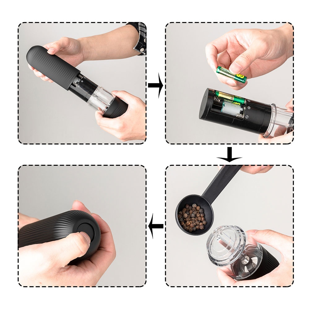 1 Pc Portable Coffee Mill Dust-proof Pepper Grinder without Battery (Black)