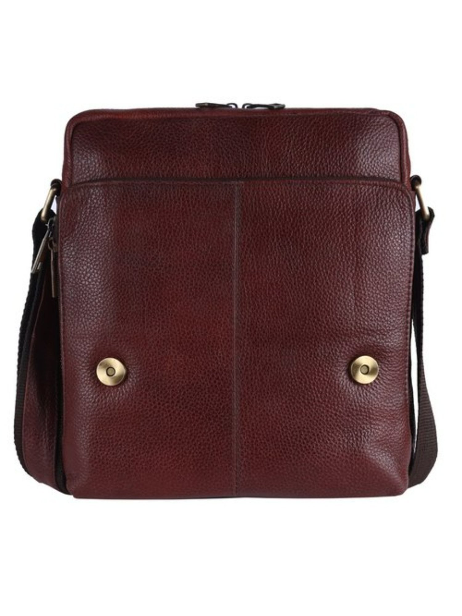 HiLEDER Brown Textured Medium Leather 11 inch Cross Body Bag