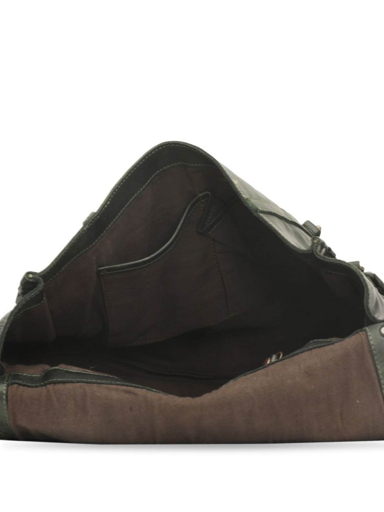 KOMPANERO Amara Green Leather Rivets Messenger Bag