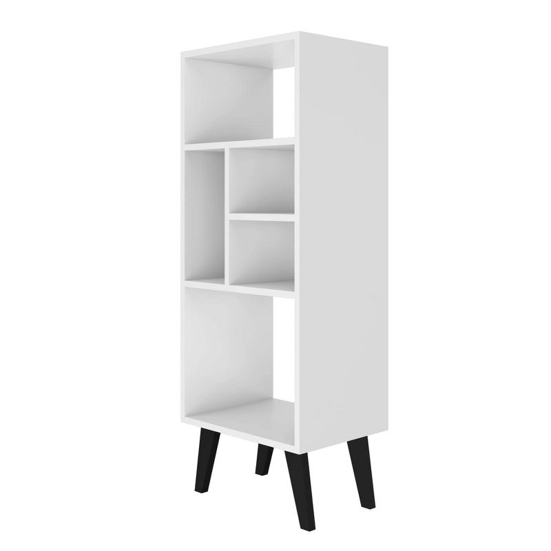 42.32" Mid-High Warren Bookshelf White/Black - Manhattan Comfort